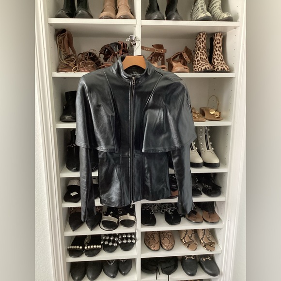 bebe Jackets & Blazers - bebe addiction Black Leather Cape Jacket